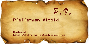 Pfefferman Vitold névjegykártya